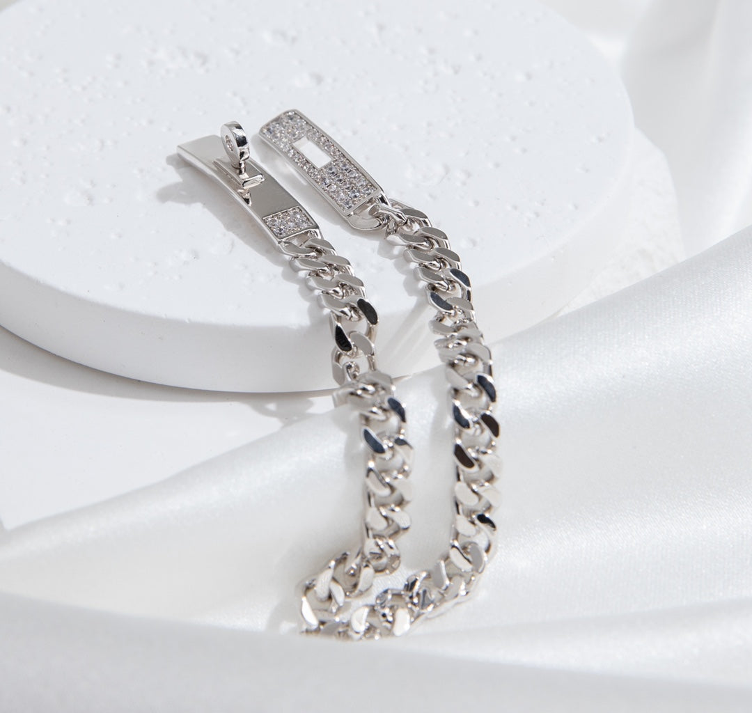 [Olivia Jewelry]KELLY CHAIN SILVER DIAMOND BRACELET