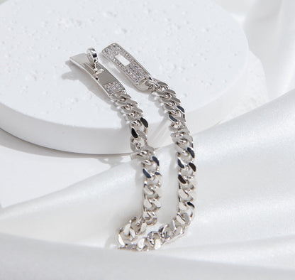 [Olivia Jewelry]KELLY CHAIN SILVER DIAMOND BRACELET