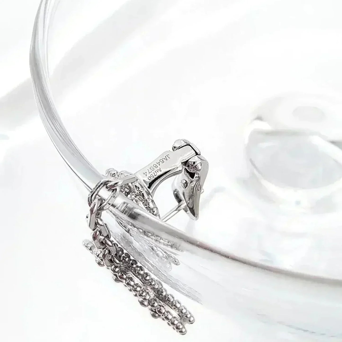 [Olivia Jewelry]CLOVER 2 MOTIFS  DIAMOND ONYX EARRINGS SILVER
