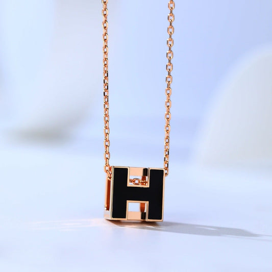 [Olivia Jewelry]H CAGE PINK GOLD NECKLACE