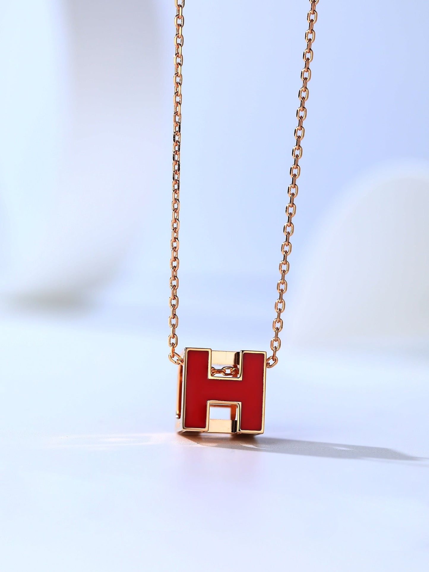 [Olivia Jewelry]H CAGE PINK GOLD NECKLACE