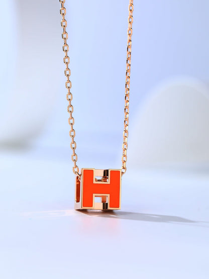 [Olivia Jewelry]H CAGE PINK GOLD NECKLACE