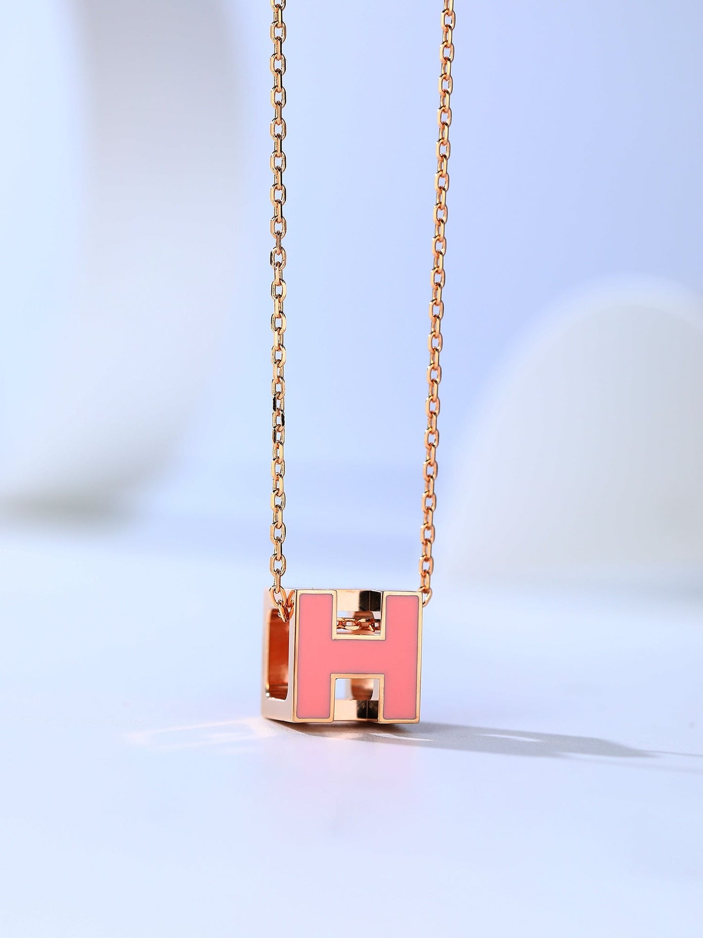 [Olivia Jewelry]H CAGE PINK GOLD NECKLACE