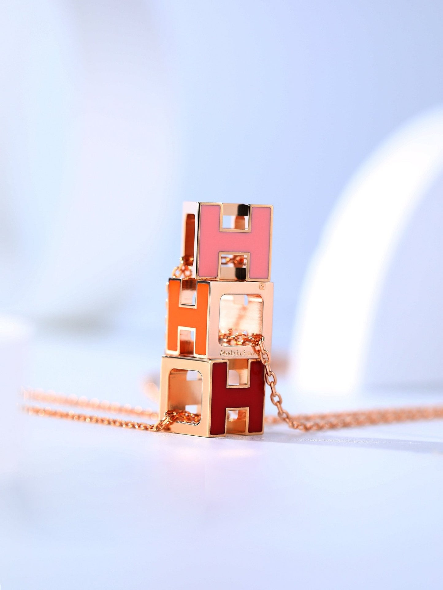 [Olivia Jewelry]H CAGE PINK GOLD NECKLACE
