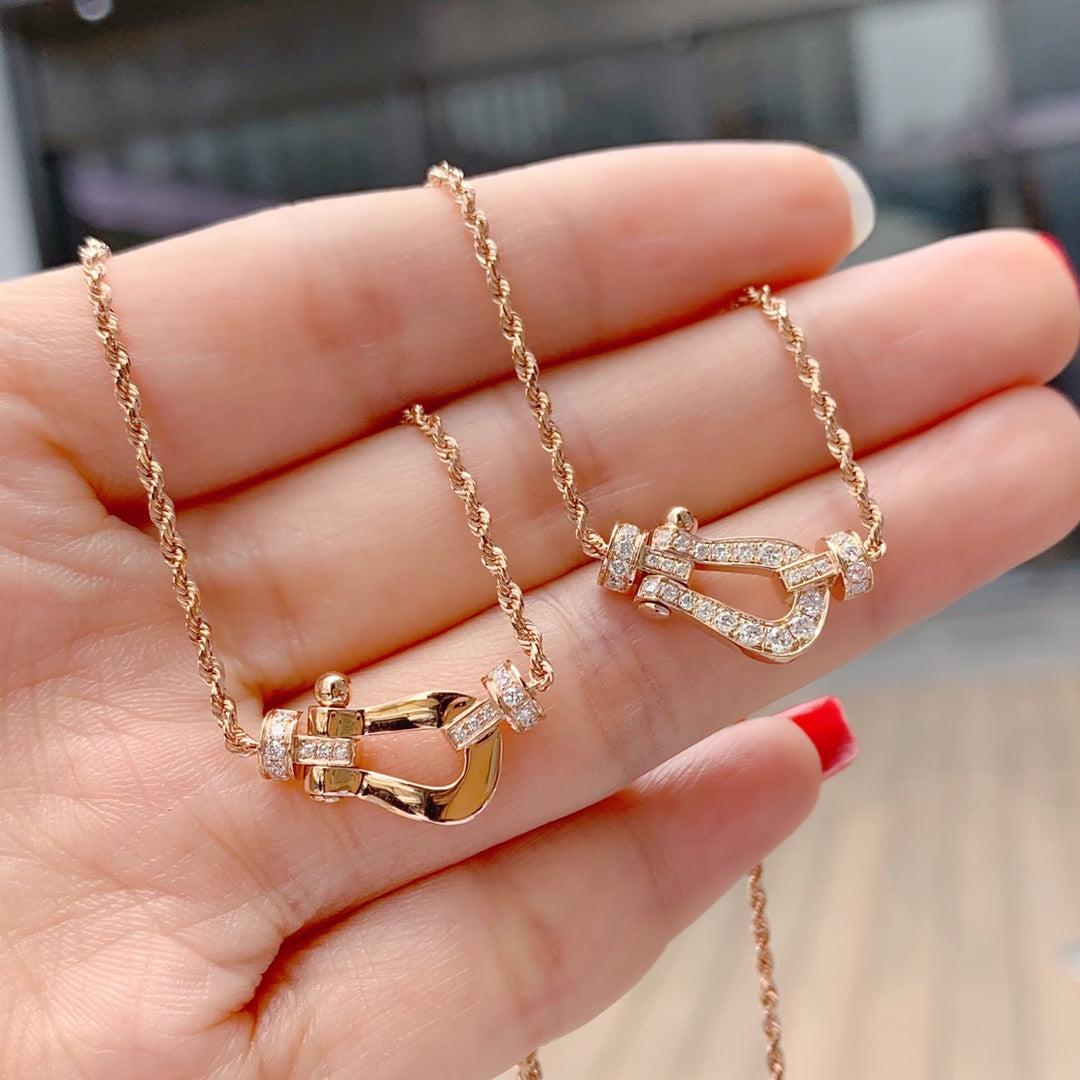 [Olivia Jewelry]FORCE 10 PINK GOLD DIAMOND NECKLACE