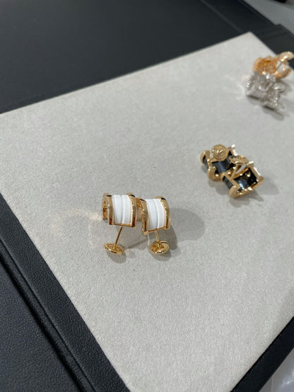[OLIVIA]ZERO 1 PINK GOLD CERAMIC EARRINGS