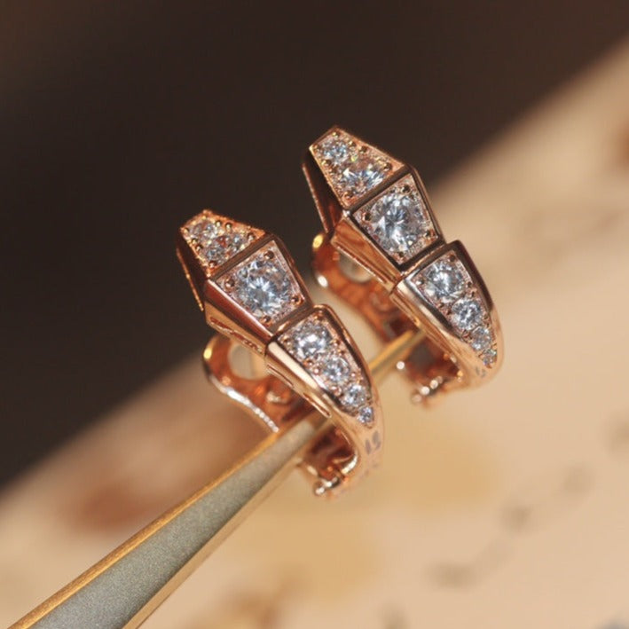 [OLIVIA]SERPENT PINK GOLD DIAMOND EARRINGS