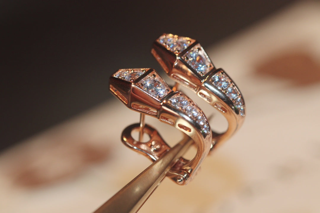 [OLIVIA]SERPENT PINK GOLD DIAMOND EARRINGS
