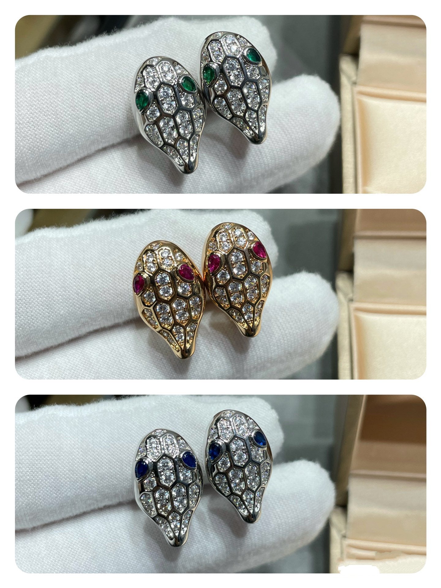 [OLIVIA]SERPENT DIAMOND STUD EARRINGS
