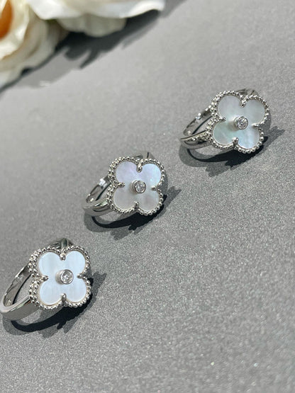 [Olivia Jewelry]CLOVER SILVER MOP DIAMOND RING