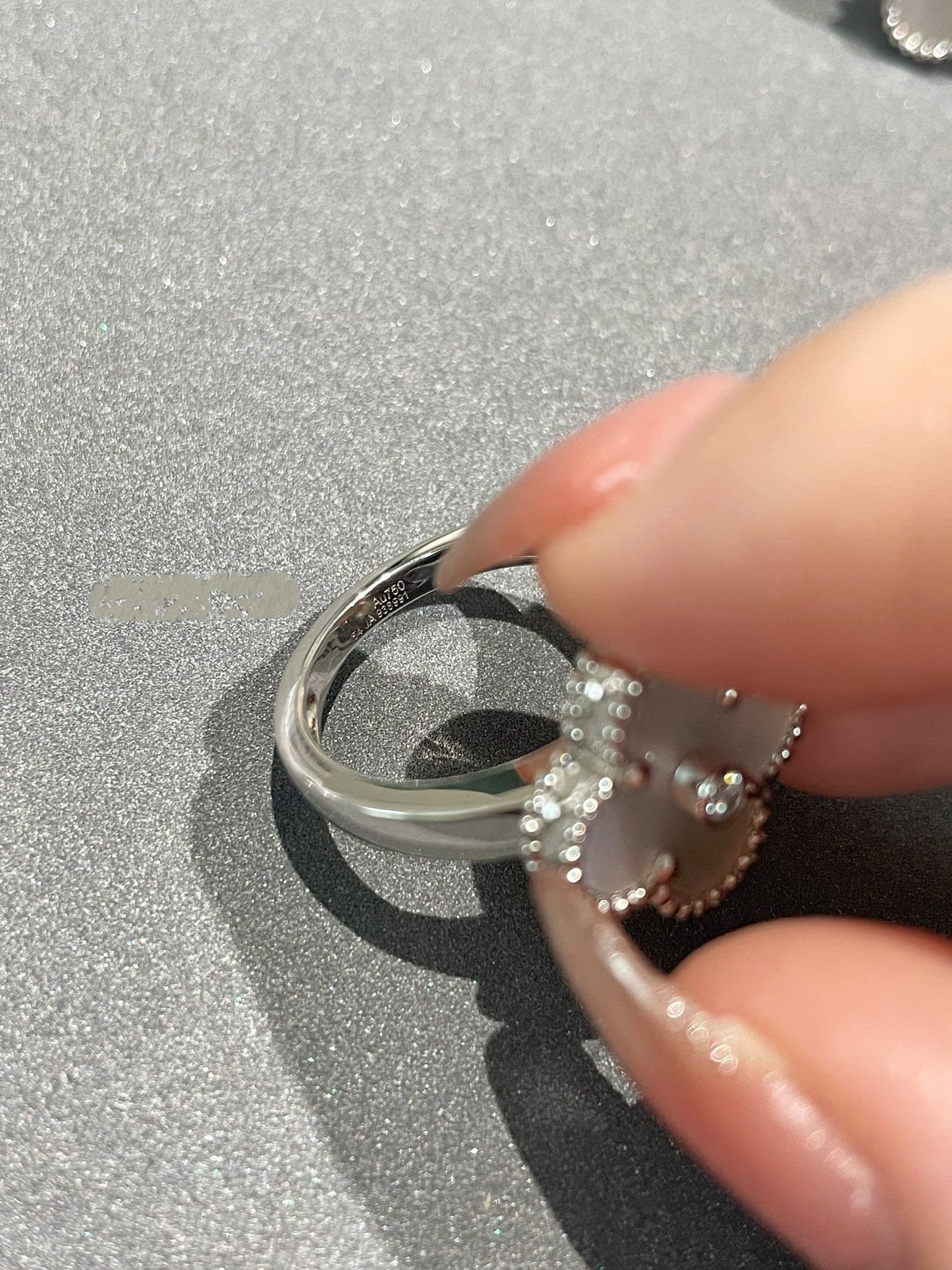 [Olivia Jewelry]CLOVER SILVER MOP DIAMOND RING