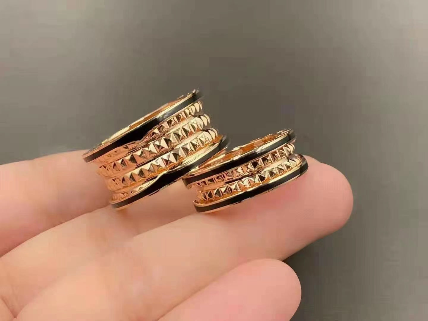 [Olivia Jewelry]ZERO 1 ROCK BLACK CERAMIC PINK GOLD LARGE MODEL