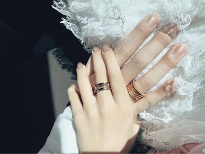 [Olivia Jewelry]ZERO 1 ROCK BLACK CERAMIC PINK GOLD LARGE MODEL