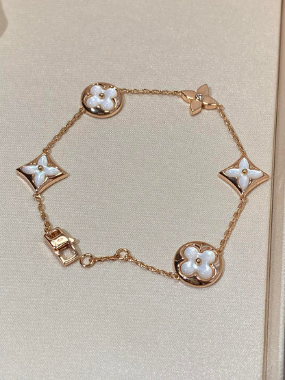[Olivia Jewelry]STAR AND SUN 5 MOTIF MOP PINK GOLD BRACELET