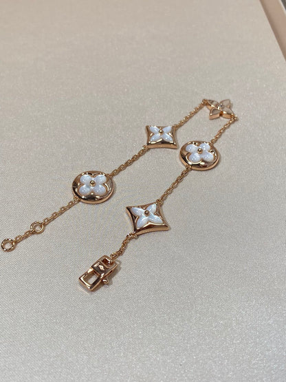 [Olivia Jewelry]STAR AND SUN 5 MOTIF MOP PINK GOLD BRACELET