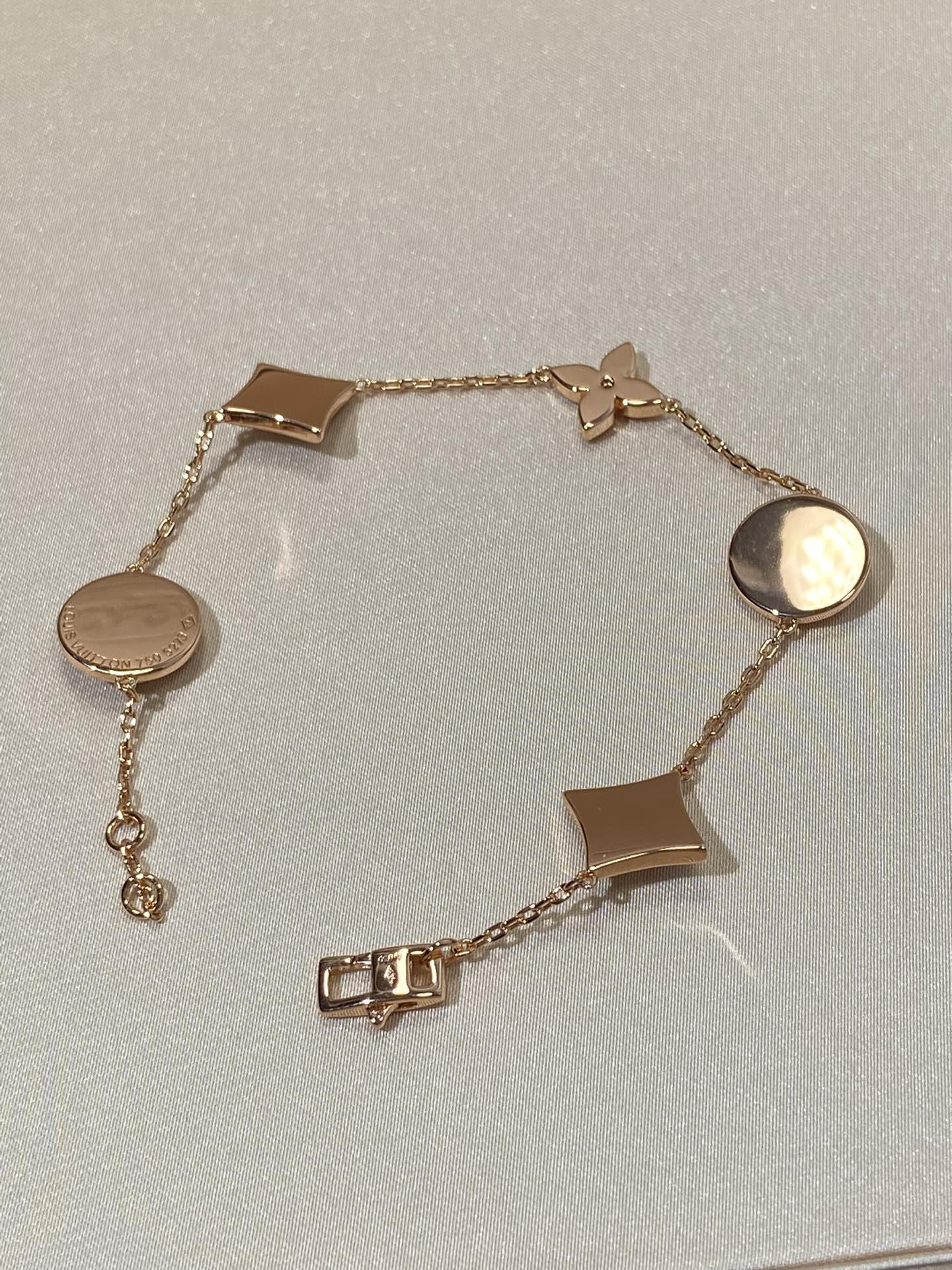 [Olivia Jewelry]STAR AND SUN 5 MOTIF MOP PINK GOLD BRACELET