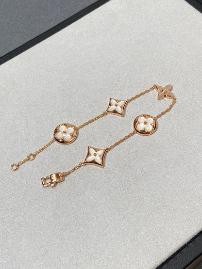 [Olivia Jewelry]STAR AND SUN 5 MOTIF MOP PINK GOLD BRACELET