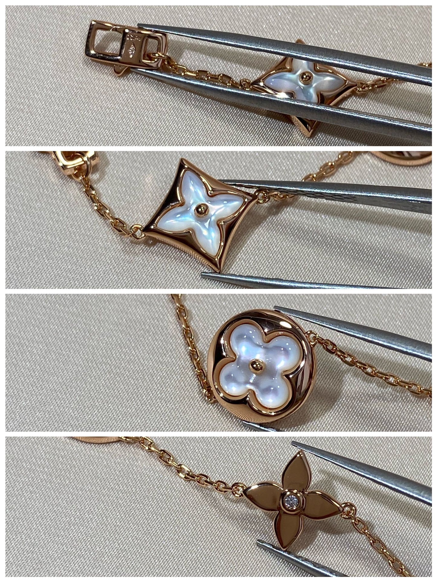 [Olivia Jewelry]STAR AND SUN 5 MOTIF MOP PINK GOLD BRACELET
