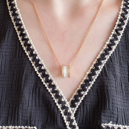 [OLIVIA]ZERO 1 DIAMOND CERAMIC NECKLACE