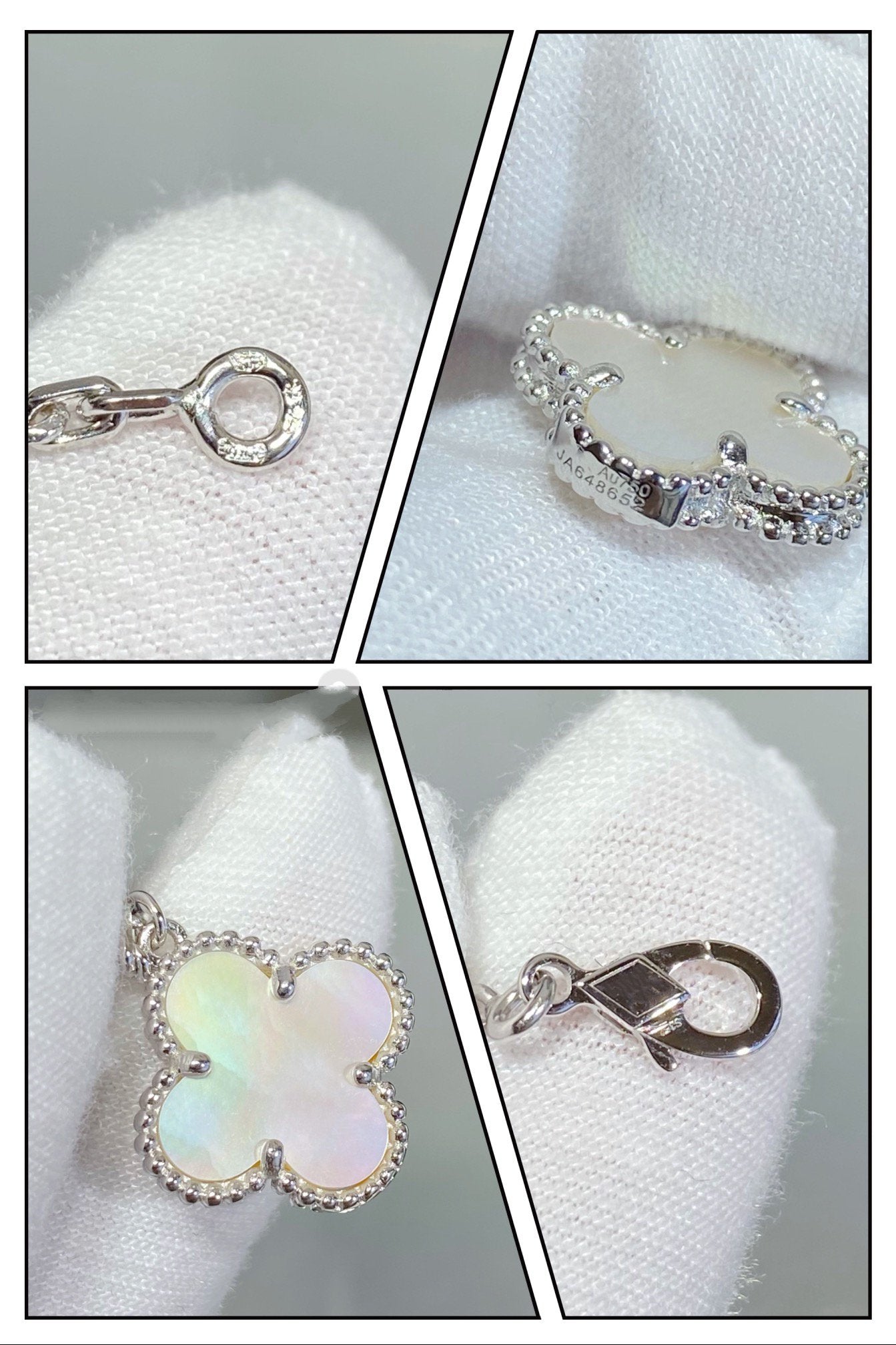[Olivia Jewelry]CLOVER 5 MOTIF WHITE MOP SILVER BRACELET