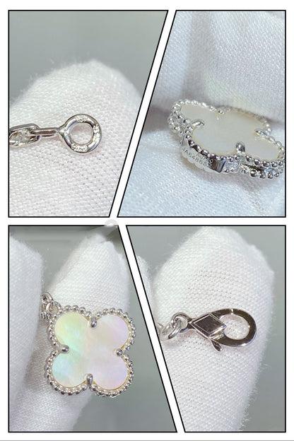 [Olivia Jewelry]CLOVER 5 MOTIF WHITE MOP SILVER BRACELET