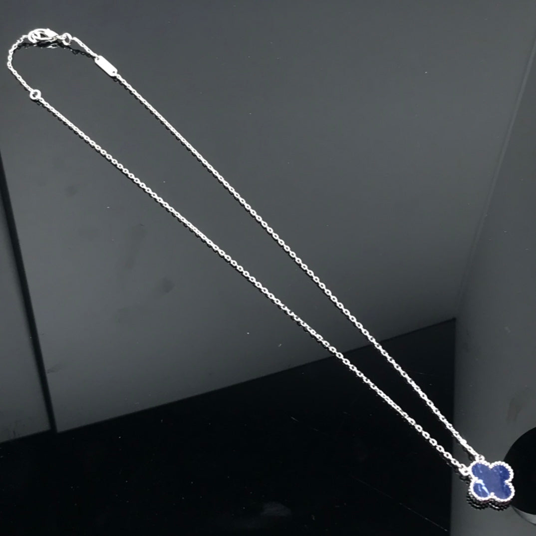 [Olivia Jewelry]CLOVER PIETERSITE SILVER LONG NECKLACE