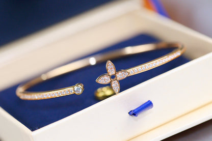 [Olivia Jewelry]IDYLLE PINK GOLD OPEN BRACELET DIAMOND PAVED