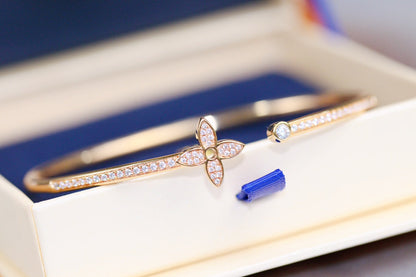 [Olivia Jewelry]IDYLLE PINK GOLD OPEN BRACELET DIAMOND PAVED