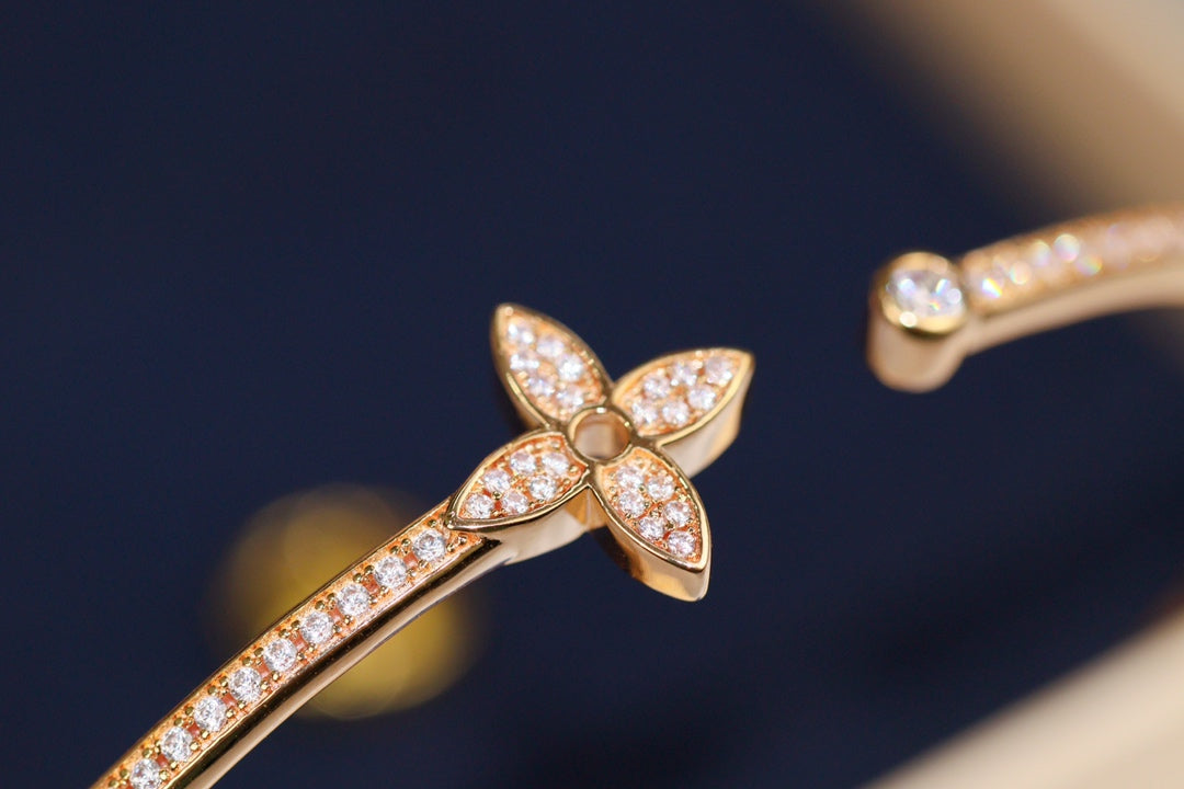 [Olivia Jewelry]IDYLLE PINK GOLD OPEN BRACELET DIAMOND PAVED