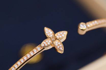 [Olivia Jewelry]IDYLLE PINK GOLD OPEN BRACELET DIAMOND PAVED