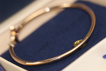 [Olivia Jewelry]IDYLLE PINK GOLD OPEN BRACELET DIAMOND PAVED