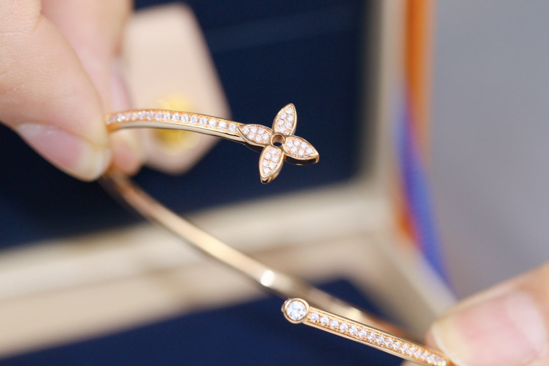 [Olivia Jewelry]IDYLLE PINK GOLD OPEN BRACELET DIAMOND PAVED