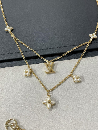 [Olivia Jewelry]FLOWERGRAM GOLD MOP DOUBLE ROW NECKLACE