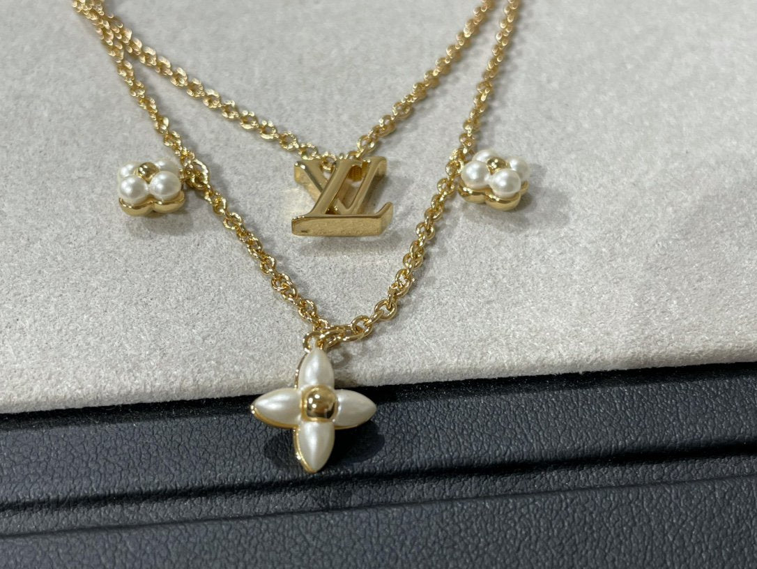 [Olivia Jewelry]FLOWERGRAM GOLD MOP DOUBLE ROW NECKLACE