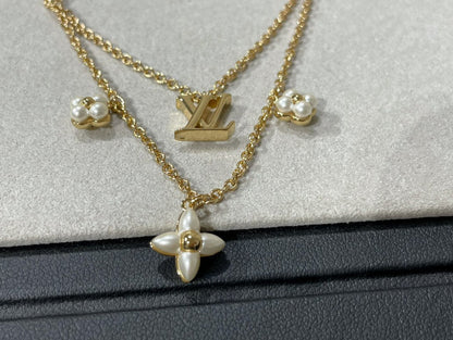 [Olivia Jewelry]FLOWERGRAM GOLD MOP DOUBLE ROW NECKLACE