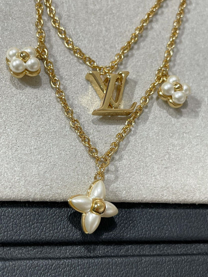 [Olivia Jewelry]FLOWERGRAM GOLD MOP DOUBLE ROW NECKLACE