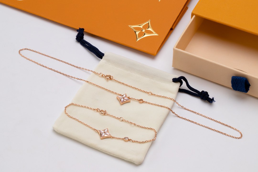 [Olivia Jewelry]STAR PINK MOP 1 DIAMOND PINK GOLD NECKLACE