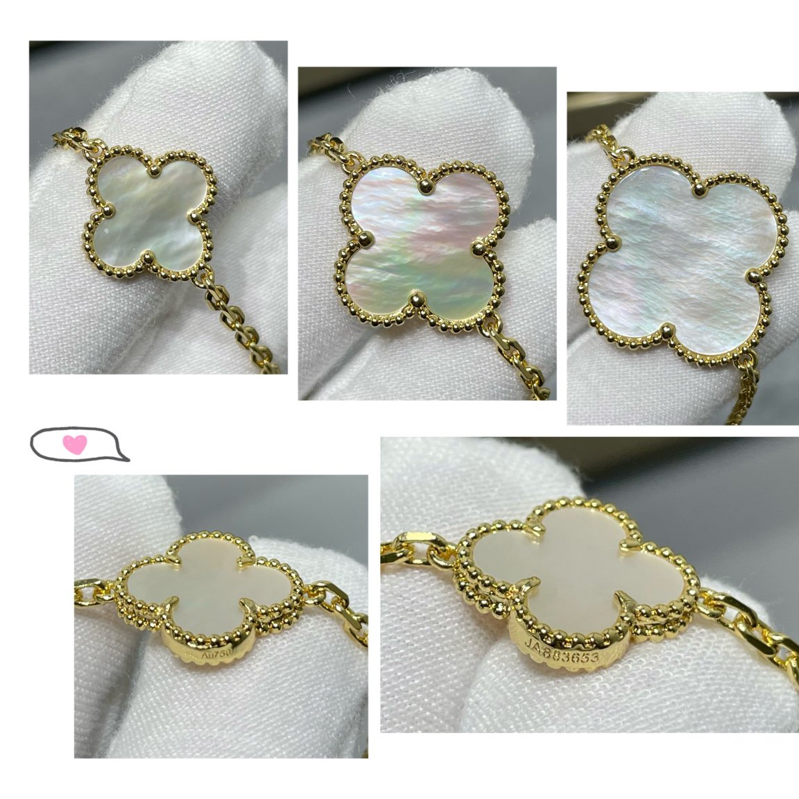 [Olivia Jewelry]CLOVER 16 MOTIF WHITE MOP GOLD NECKLACE