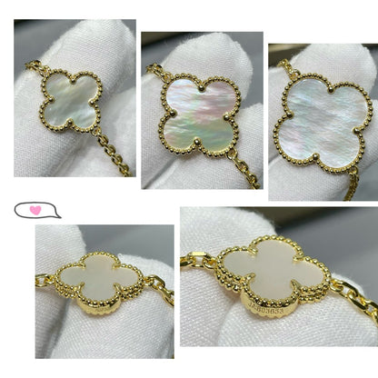 [Olivia Jewelry]CLOVER 16 MOTIF WHITE MOP GOLD NECKLACE