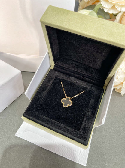 [Olivia Jewelry]CLOVER ROCK CRYSTAL ROSE GOLD NECKLACE