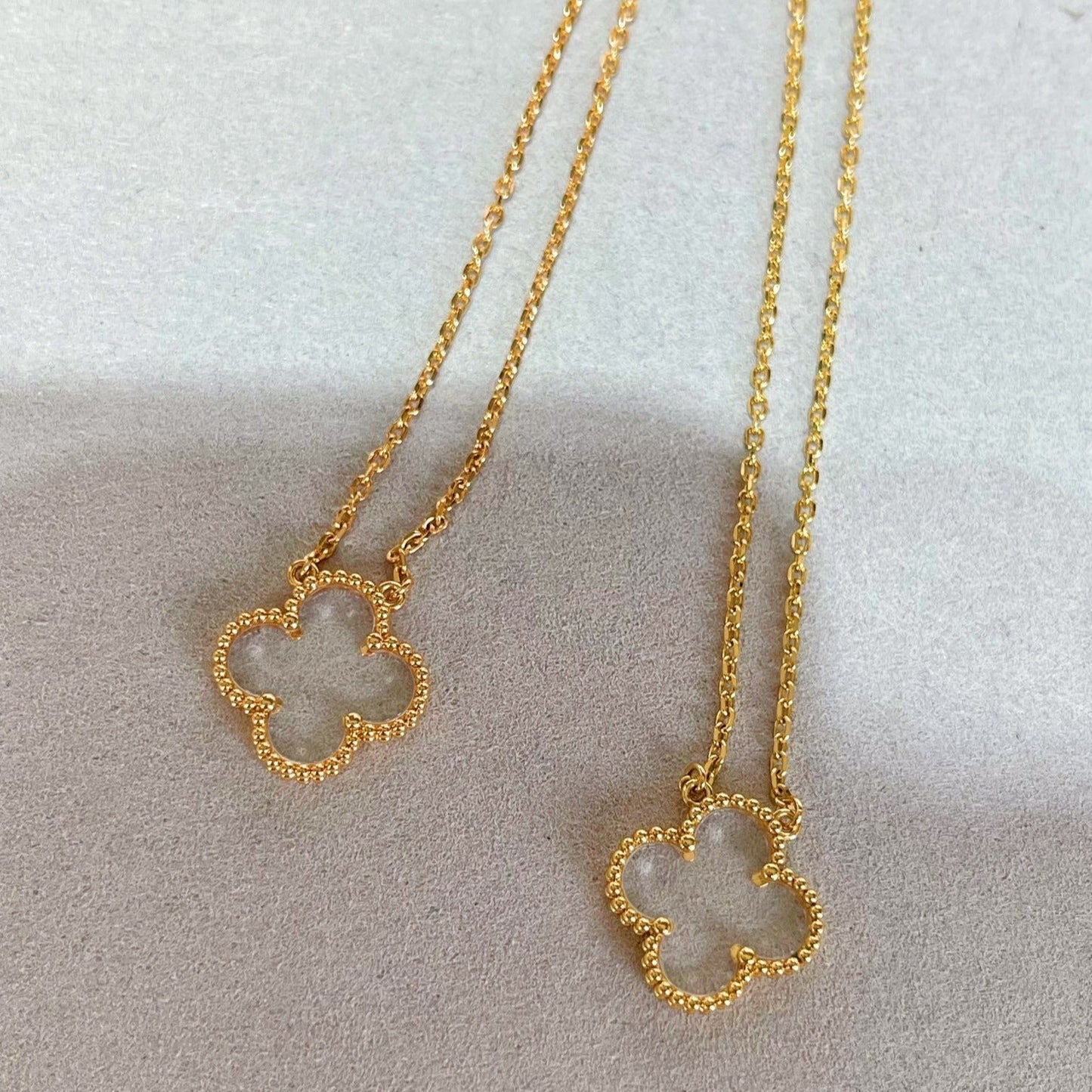 [Olivia Jewelry]CLOVER ROCK CRYSTAL ROSE GOLD NECKLACE