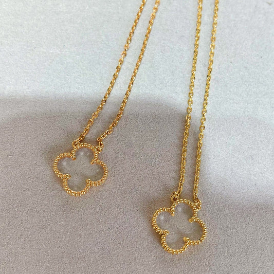 [Olivia Jewelry]CLOVER ROCK CRYSTAL ROSE GOLD NECKLACE