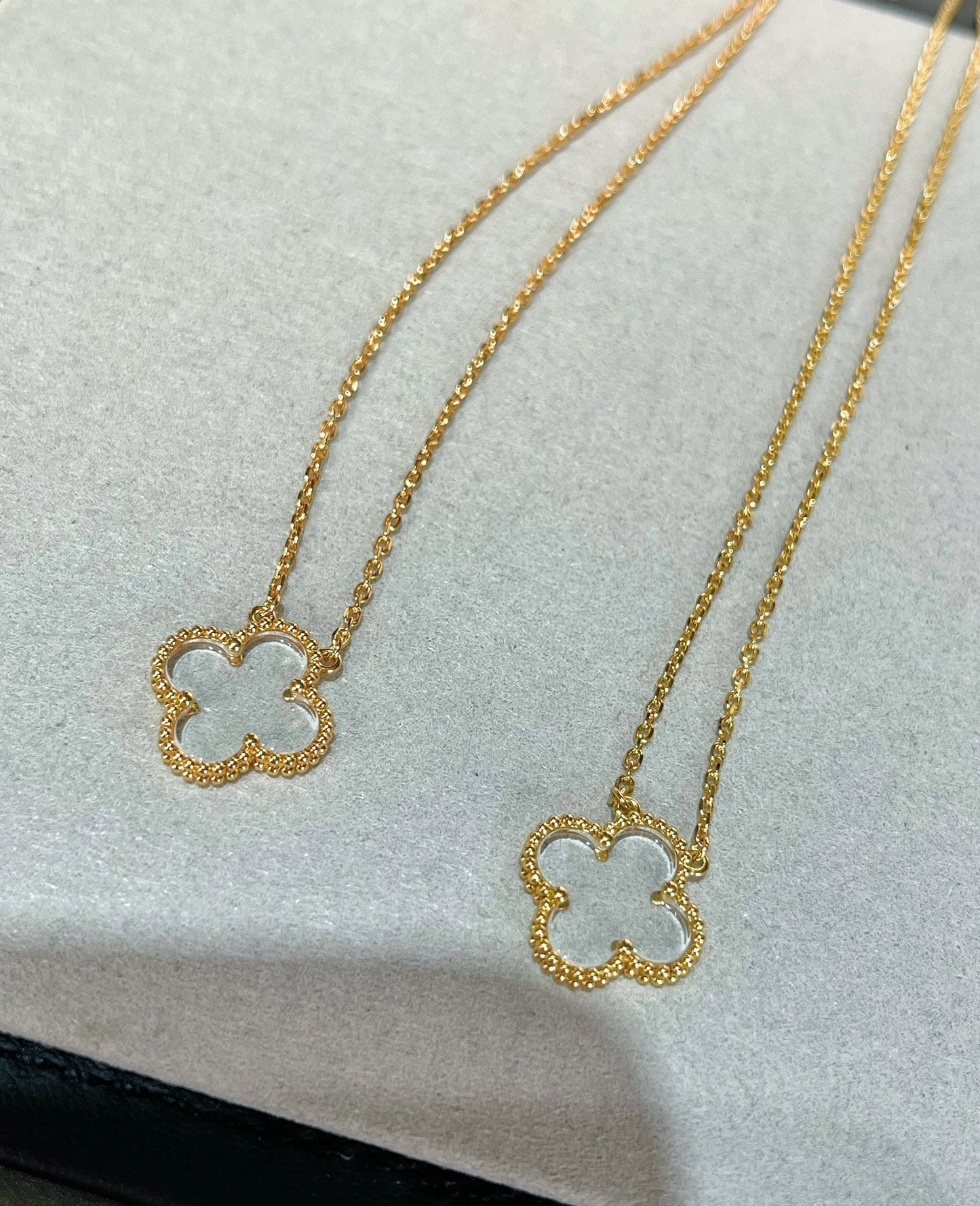 [Olivia Jewelry]CLOVER ROCK CRYSTAL ROSE GOLD NECKLACE