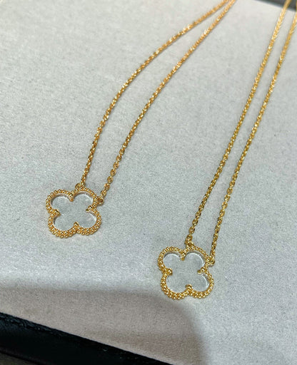 [Olivia Jewelry]CLOVER ROCK CRYSTAL ROSE GOLD NECKLACE