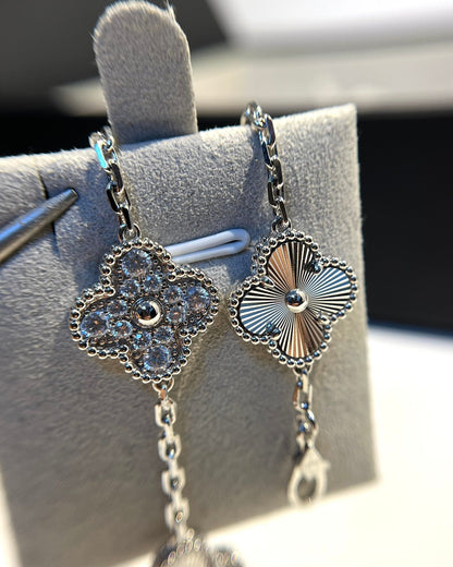 [Olivia JW]CLOVER 5 MOTIF SILVER DIAMOND BRACELET