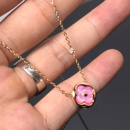 [Olivia Jewelry]COLOR BLOSSOM PINK MOP SUN GOLD NECKLACE