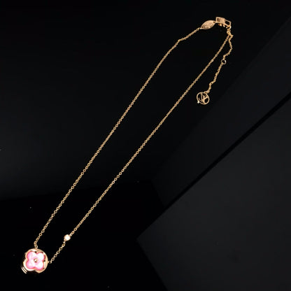 [Olivia Jewelry]COLOR BLOSSOM PINK MOP SUN GOLD NECKLACE
