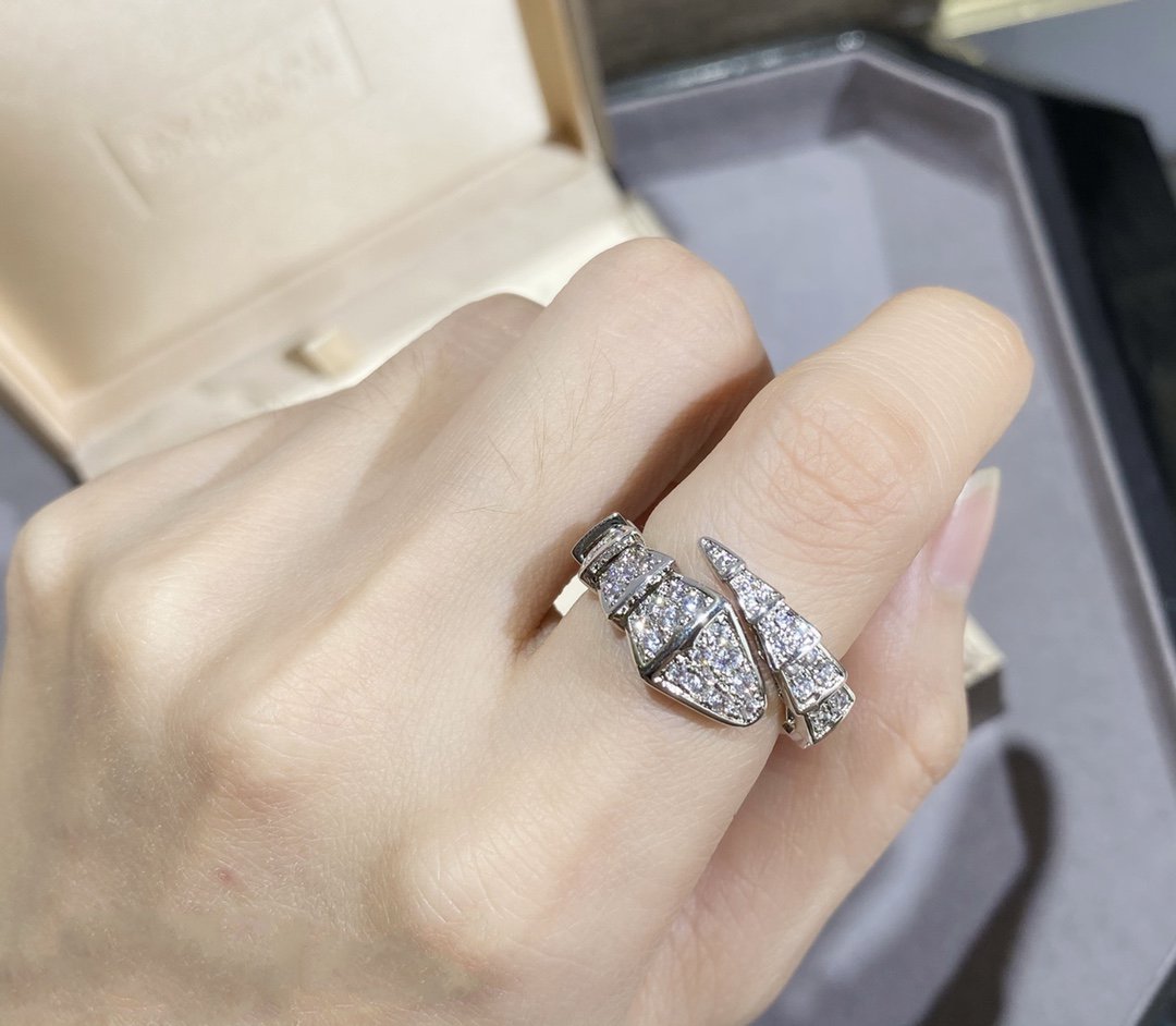 [OLIVIA]SERPENTI LARGE RING SILVER DIAMOND PAVED