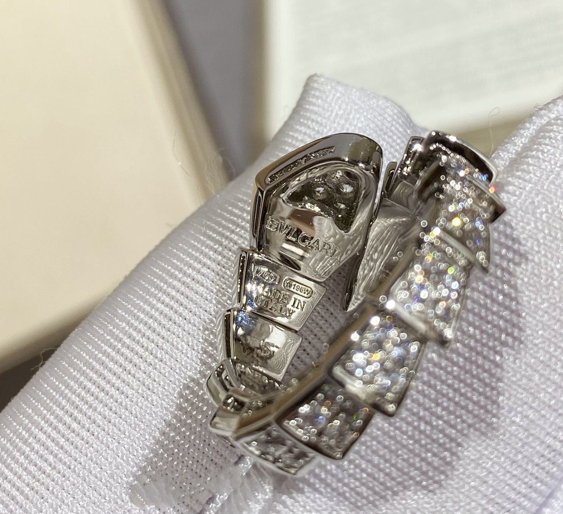 [OLIVIA]SERPENTI LARGE RING SILVER DIAMOND PAVED