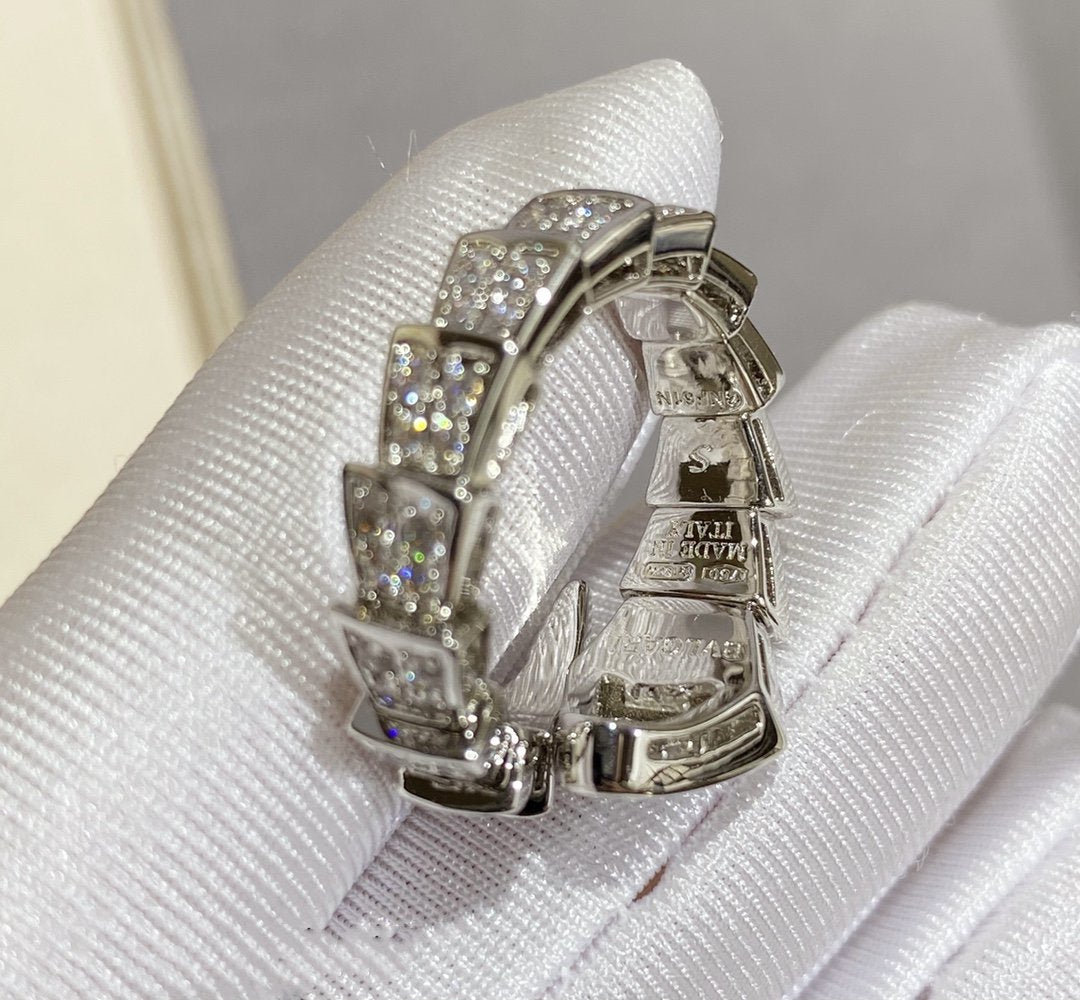 [OLIVIA]SERPENTI LARGE RING SILVER DIAMOND PAVED